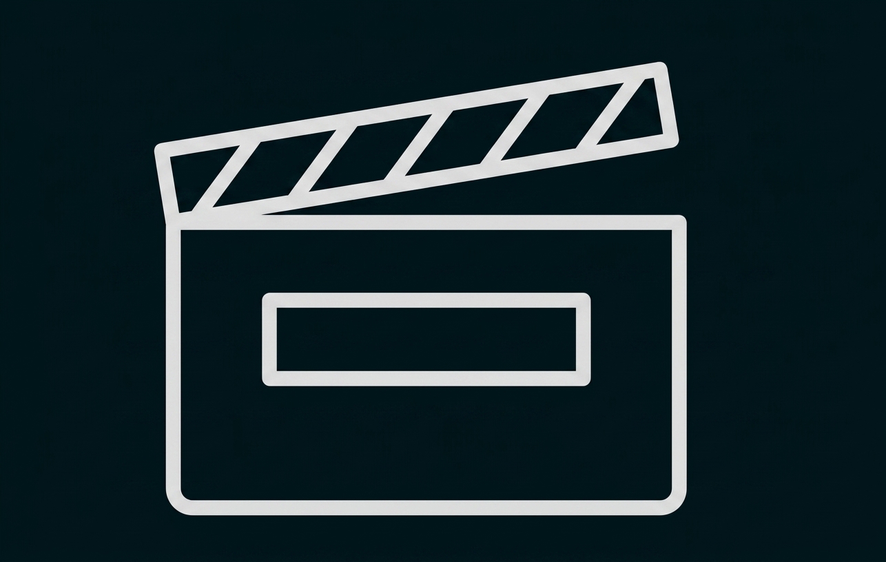 Schwarz-weiß gezeichnete Filmklappe
